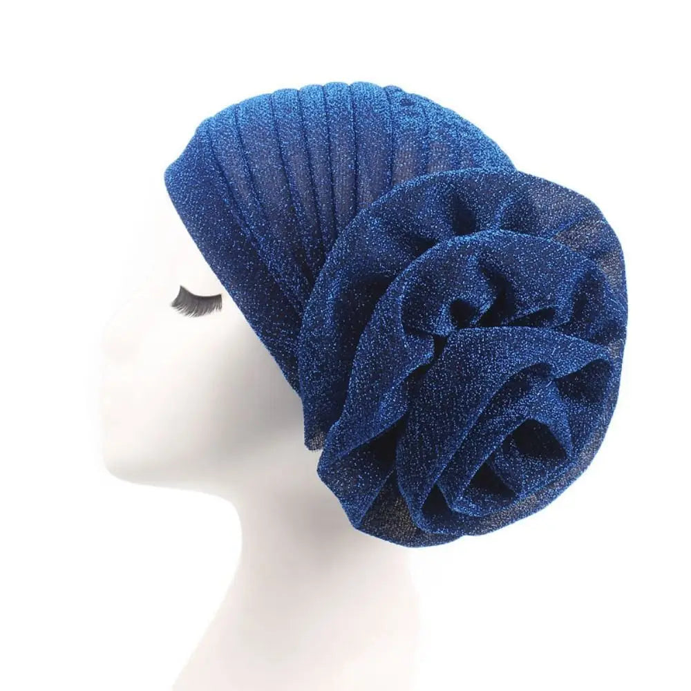 Casquettes de Turban africaines en soie brute, couvre-chef respirant, Geles de mariage nigérian, léger, grande fleur de Rose, couvre-chef de fête