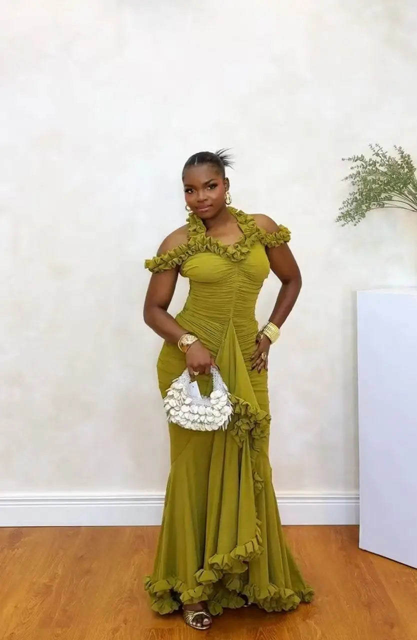 African Dresses For Women Elegant Off Shoulder Dashiki Maxi A-Line Dress Ladies Traditional African Clothing Fairy Dreaes