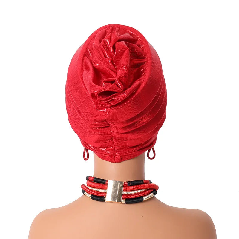 Femmes africaines Auto Gele couvre-chef Nigeria dame plissée bandeau musulman foulard Bonnet Turbante Mujer