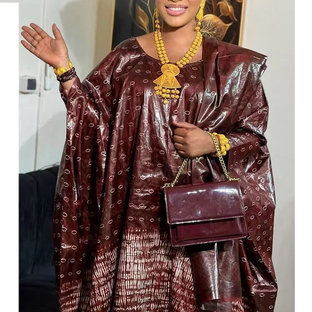 High Quality African Dresses For Women Wedding Bride Party Clothing Plus Size Traditional Riche Dashiki Bride Printing Clothing