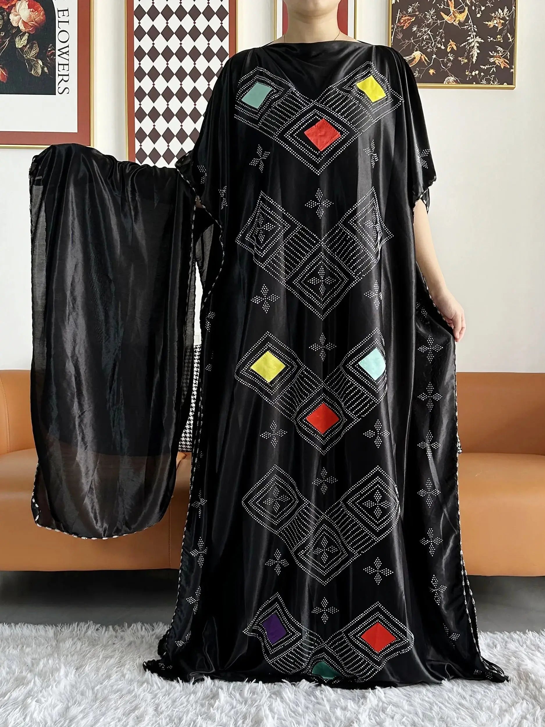 2026 African Summer Kaftan Muslim Women Dress India Caftan Traditional Wear Printed Fabric Africa Femme Maxi Casual Outfit