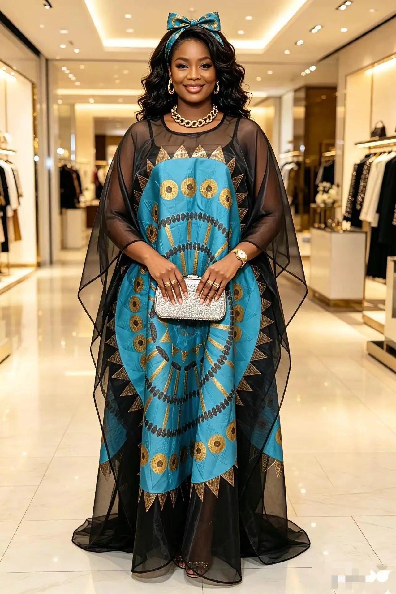 Fashion africa clothing Boubou Women's Dress Luxurious African Fabric with Embroidery Decoration Women's Clothing
