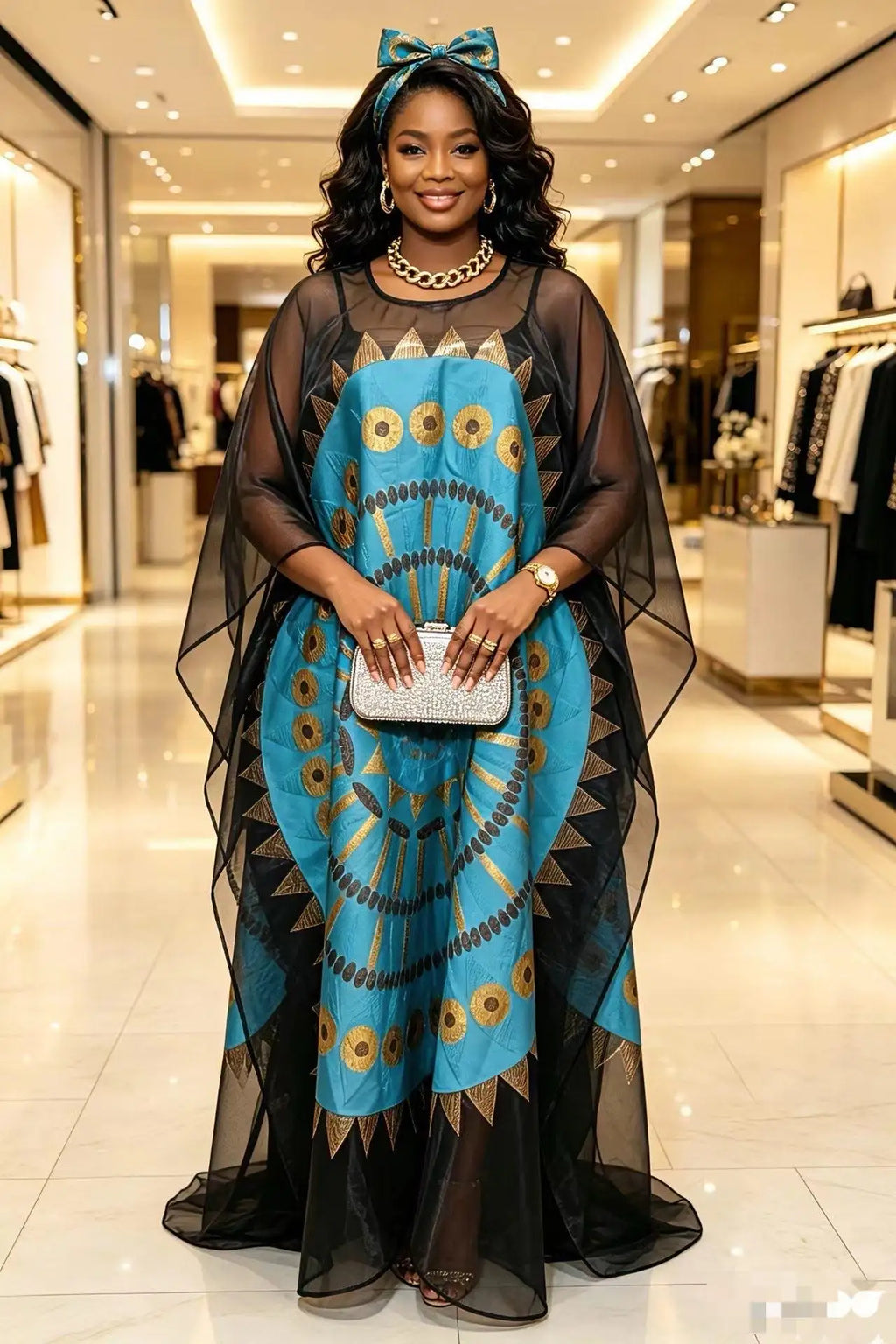 Fashion africa clothing Boubou Women's Dress Luxurious African Fabric with Embroidery Decoration Women's Clothing