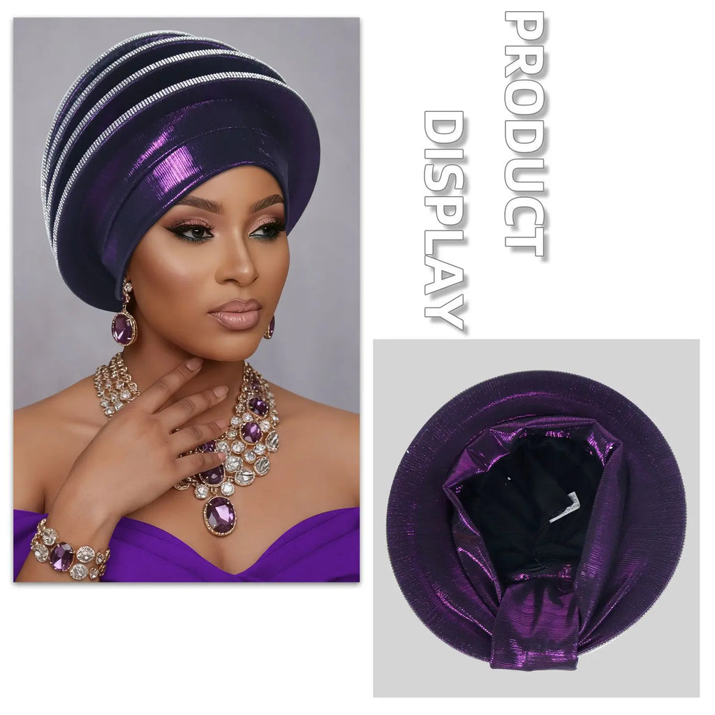 Turban africain Auto Gele pour femmes, hijab musulman, bonnet plissé, chapeau indien, foulard nigérian, chapeau de mariage, geles