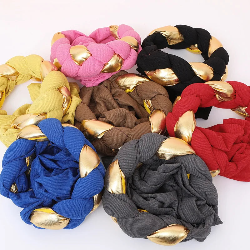 Auto Gele-Turban Africain pour Femme Musulmane, Cravate de Sauna, Chapeau Rond Plissé, Hijab Aso Oke NigWin, Foulard de Tête