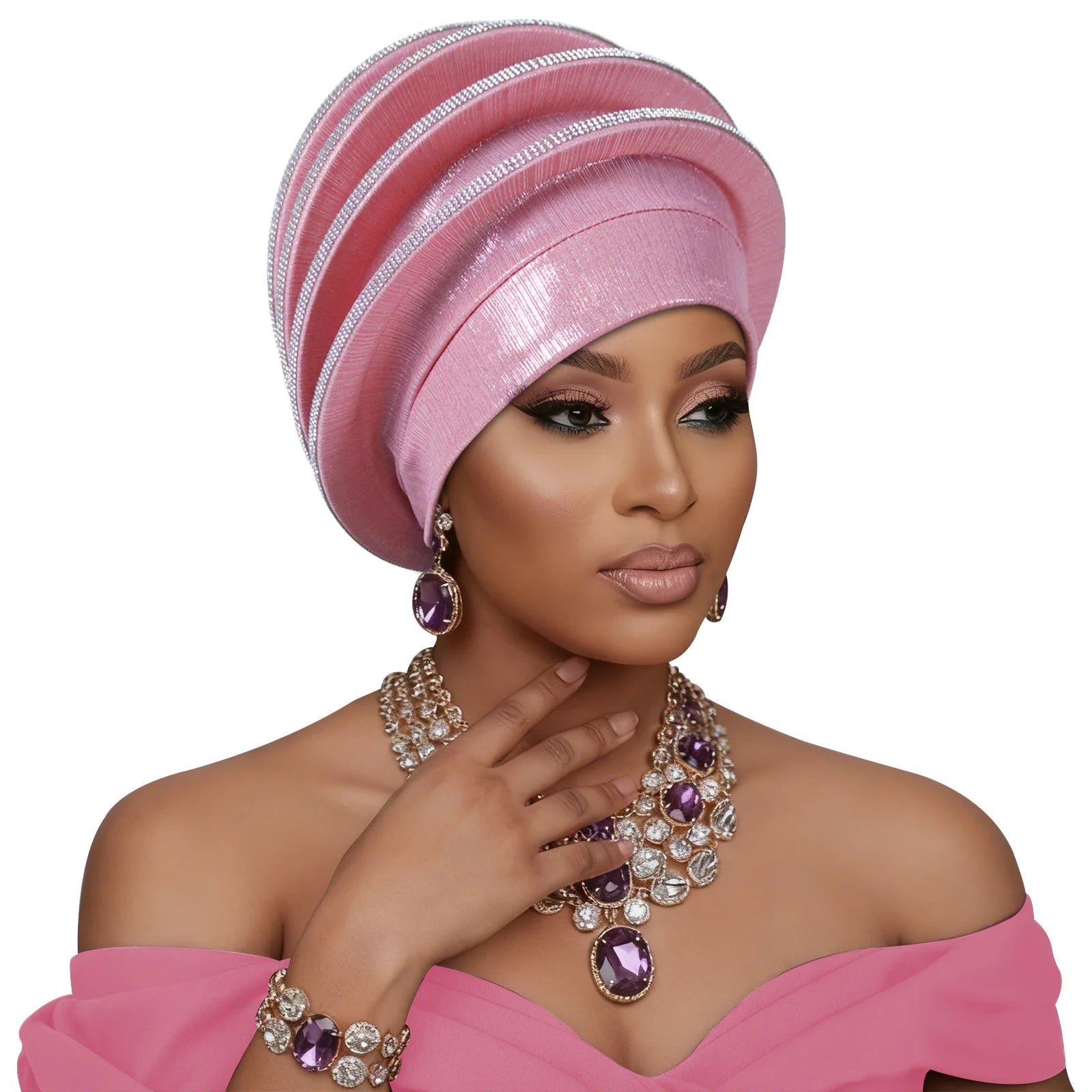 Turban africain Auto Gele pour femmes, hijab musulman, bonnet plissé, chapeau indien, foulard nigérian, chapeau de mariage, geles