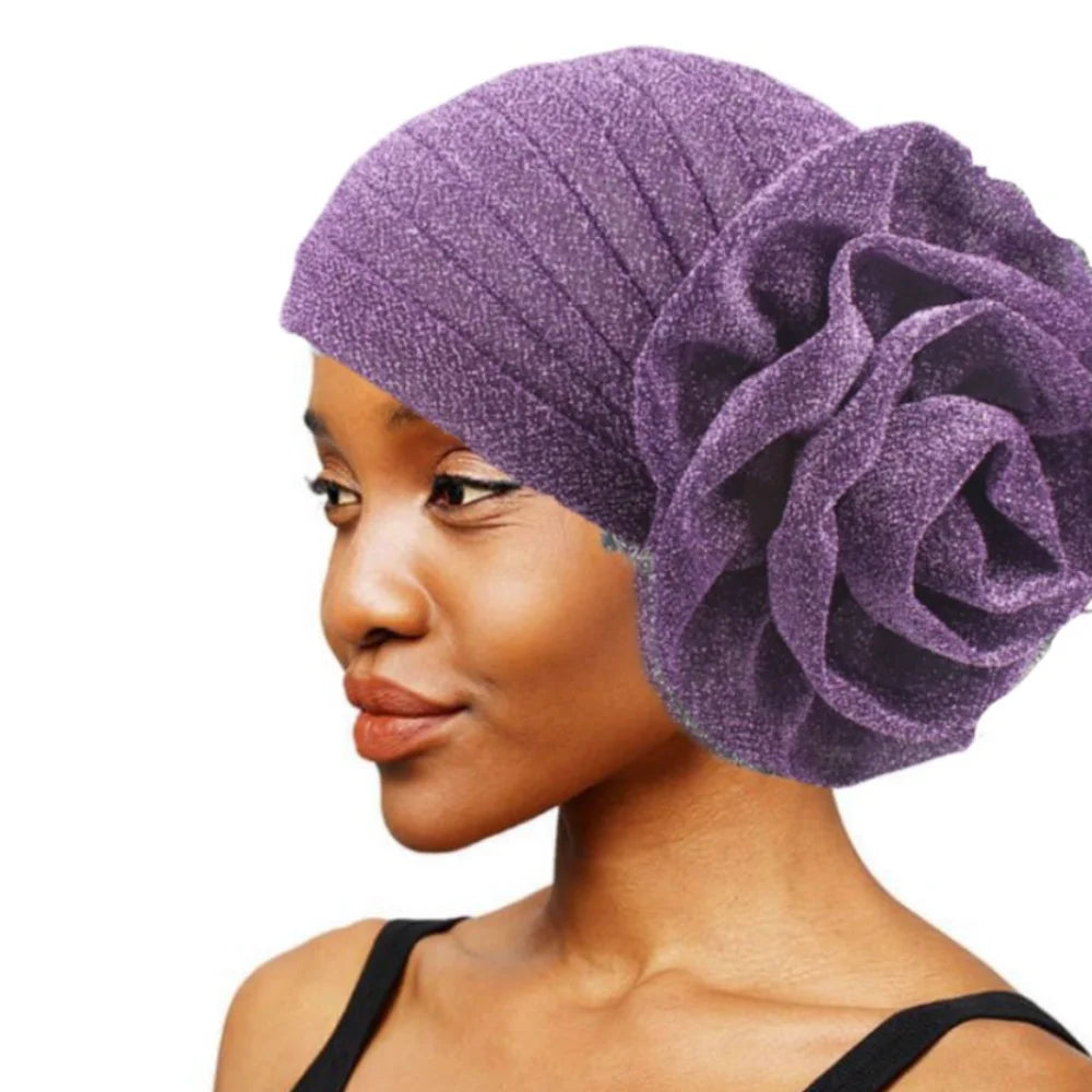 Casquettes de Turban africaines en soie brute, couvre-chef respirant, Geles de mariage nigérian, léger, grande fleur de Rose, couvre-chef de fête
