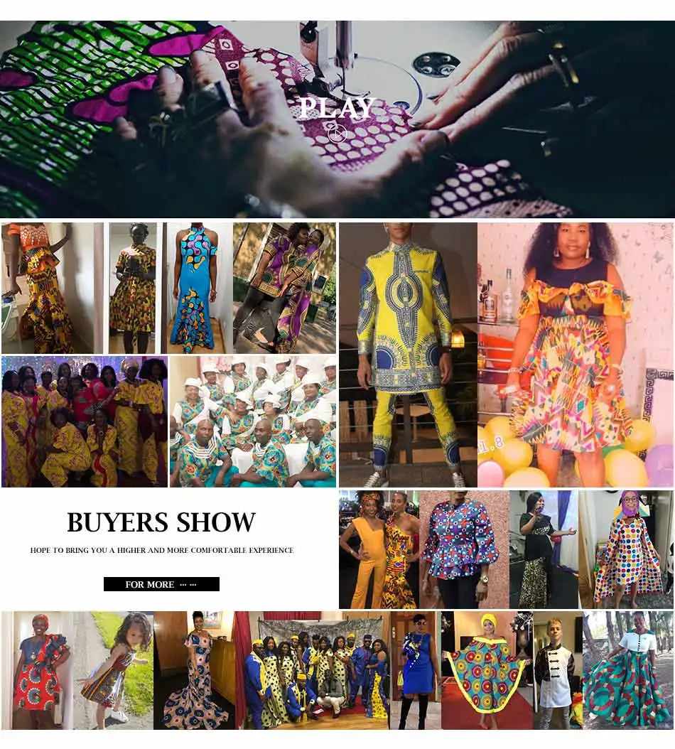 African Dresses for Women Ankara Fashion Patchwork Knee Length Pleated Lady Dresses Vintage Maxi Women V-neck Dress WY9273