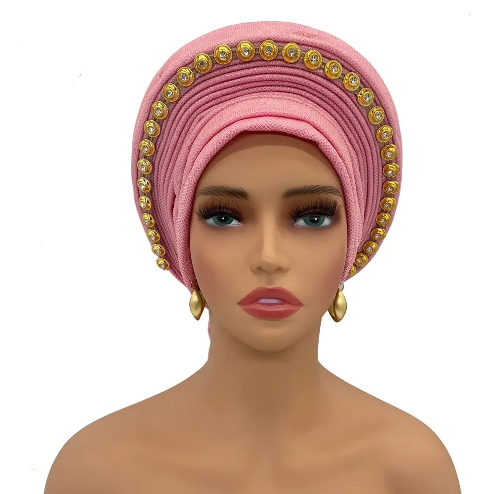 Turban Africain pour Femme, Casquette de Sauna Nigériane, Accessoire de ixde Mariage, Enveloppes de Tête Déjà Faites à la Main