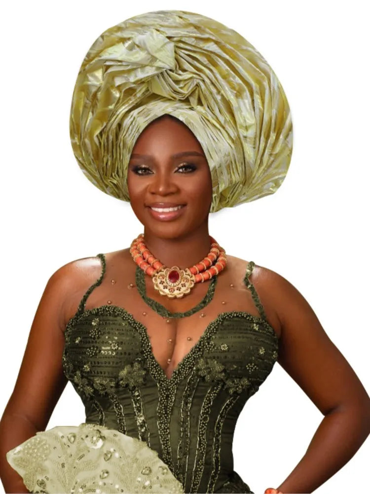 Couvre-chef africain bronzant tressé Turban casquettes pour femmes Nigeria mariage Geles fête couvre-chef Auto Gele femme bandeau