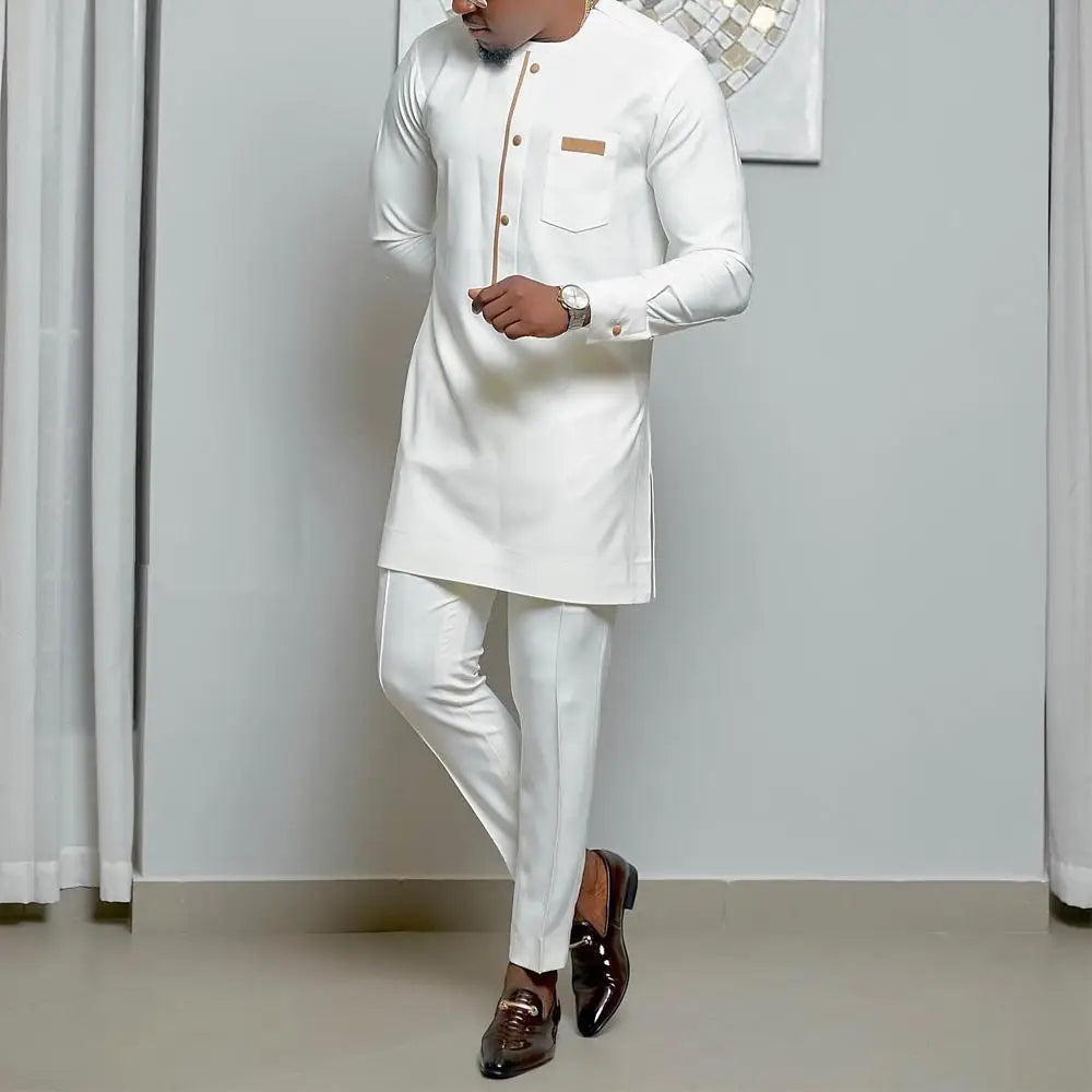 Nouvel ensemble traditionnel africain pour homme 2026 – Costume élégant et tendance pour homme, ensemble décontracté brodé deux pièces, caftan pour homme