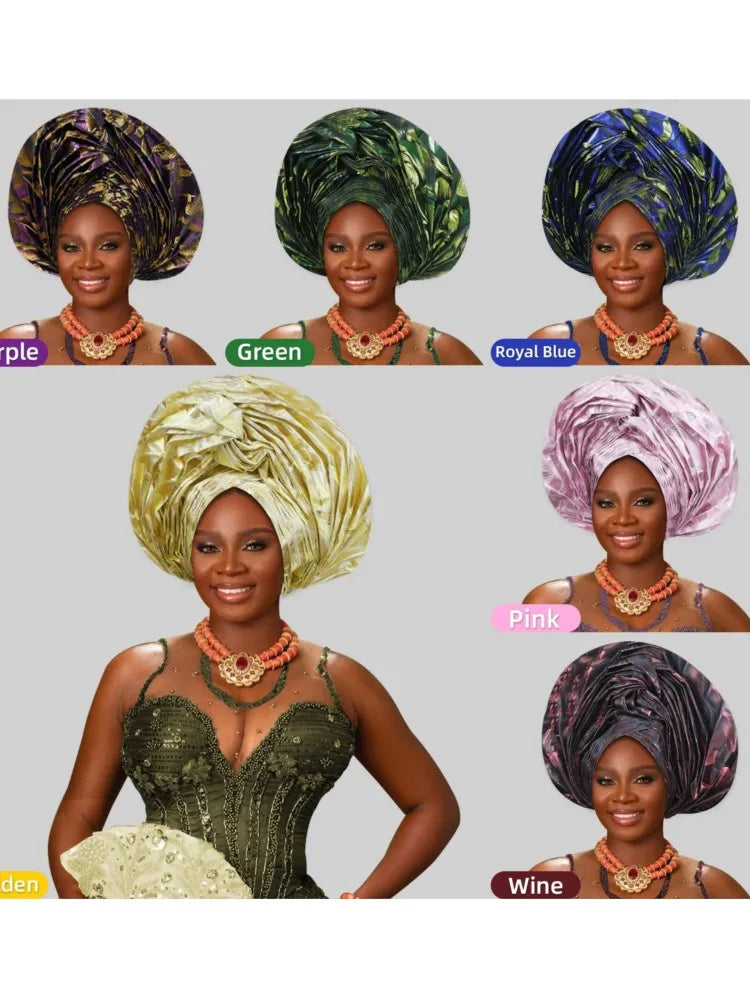 Couvre-chef africain bronzant tressé Turban casquettes pour femmes Nigeria mariage Geles fête couvre-chef Auto Gele femme bandeau