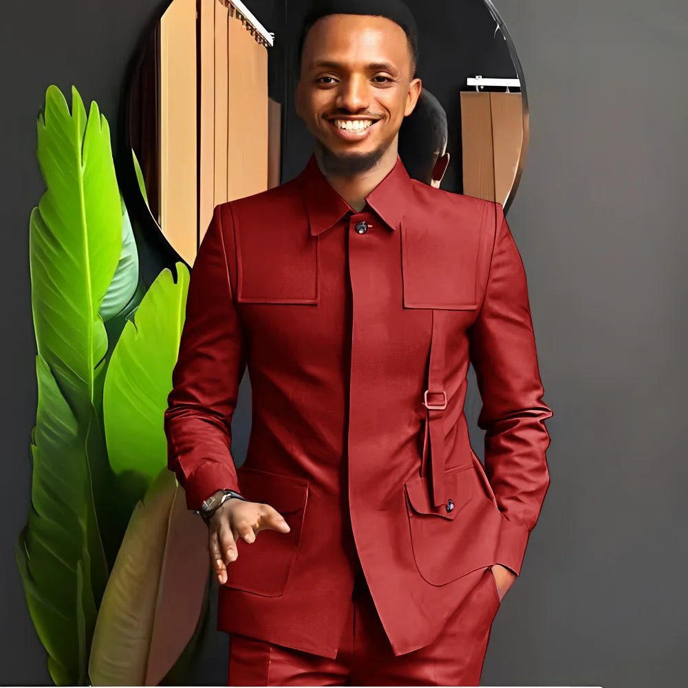 Costume pour homme de style africain — Smoking sur mesure 2 pièces pour mariages, mariés, fêtes et dîners formels