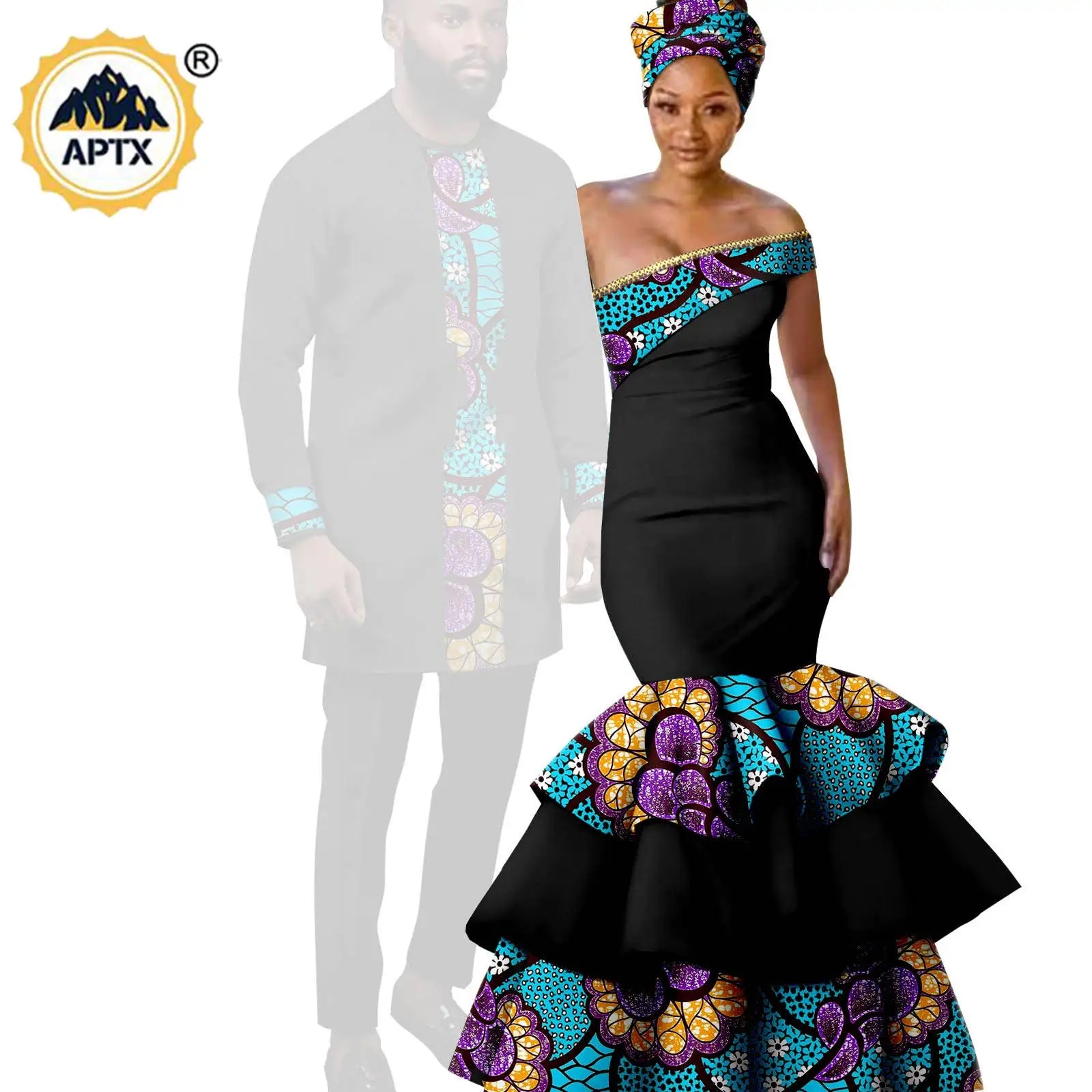 Vêtements Africains pour Couple, Robes sulfAssorties, Tenues pour Hommes, Ensembles Chemise et Pantalon, Dashiki, Robe de ixà Volants pour Dames, Y23C002