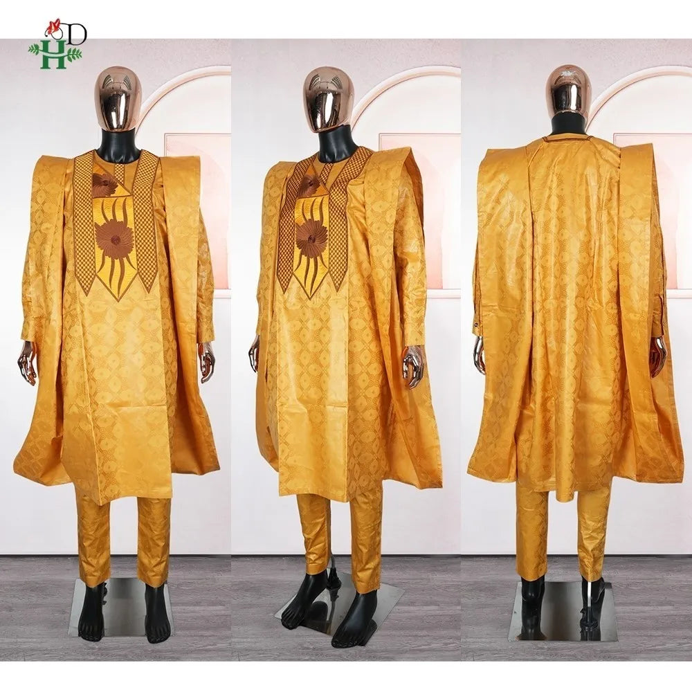 Robes africaines pour couple, tenues assorties or pour femme et homme, broderie traditionnelle Bazin Riche, robe turque, robe de mariage, robe de fête