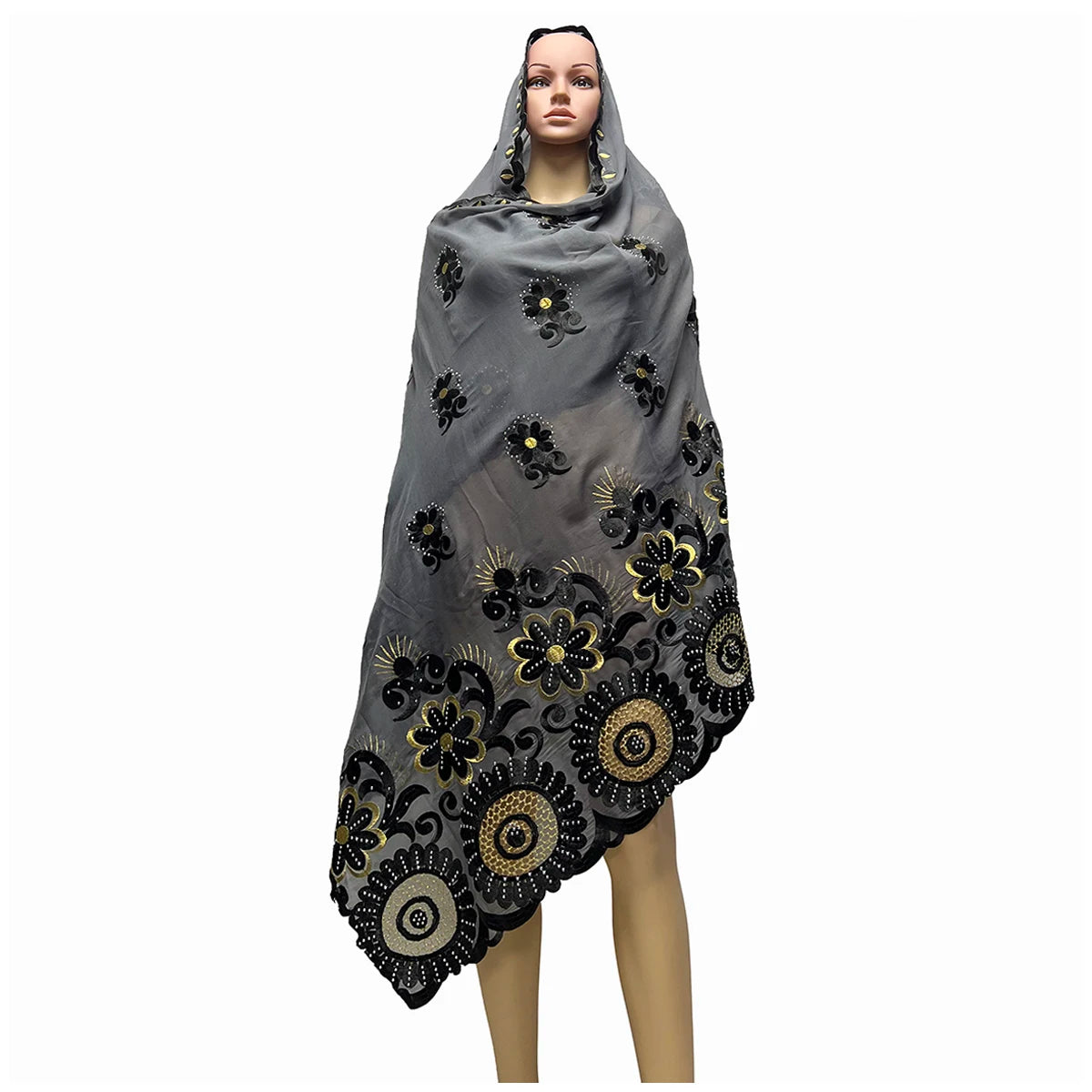 Dernière femmes africaines écharpe douce 100% coton avec puce Dold écharpe dubaï isalmique écharpe broderie musulman Hijab pour châles enveloppes