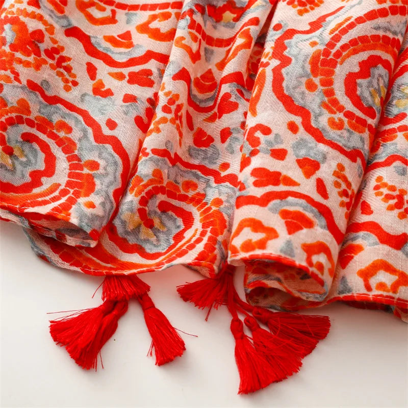 Châle en Viscose avec Pompon, Écharpe Africaine, Indienne, Ethnique, Géométrique, Florale, Haute Qualité, Bande Ronde, Hijab Musulman, Bufanda, 180x90cm