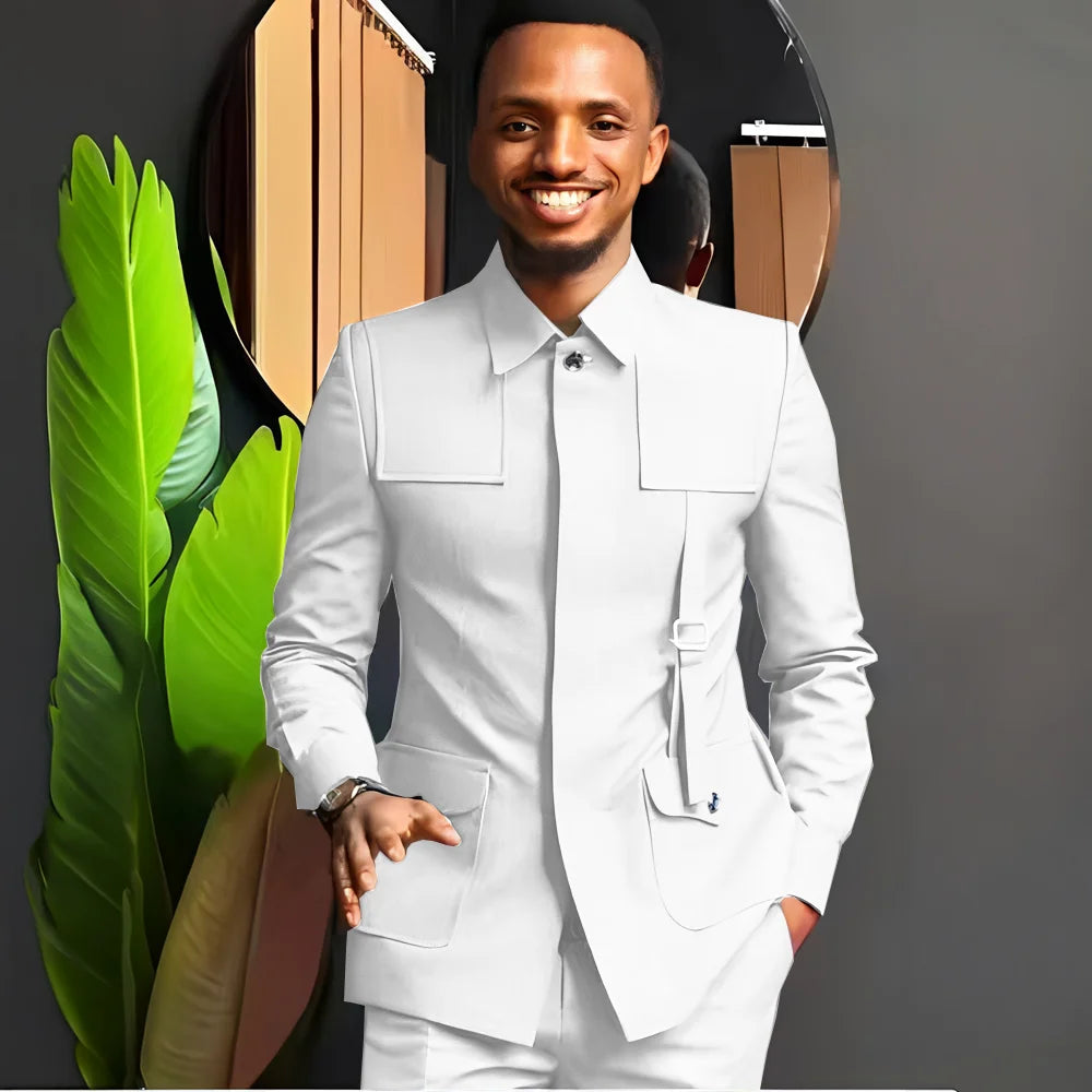 Costume pour homme de style africain — Smoking sur mesure 2 pièces pour mariages, mariés, fêtes et dîners formels