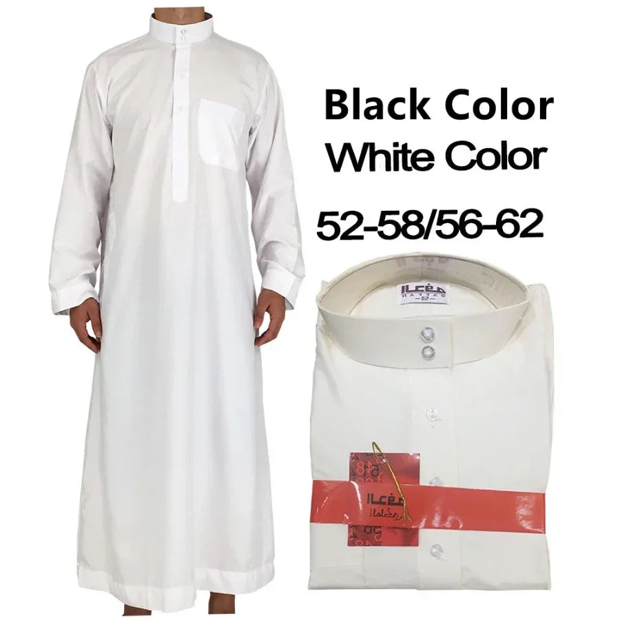 Vêtements islamiques hommes solide à manches longues en vrac musulman mâle arabie saoudite Pakistan Kurta Costumes musulmans robe musulmane caftan Thobe