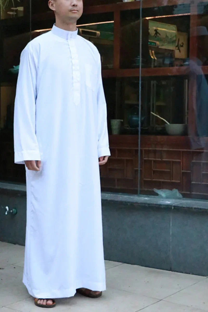 Vêtements islamiques hommes solide à manches longues en vrac musulman mâle arabie saoudite Pakistan Kurta Costumes musulmans robe musulmane caftan Thobe