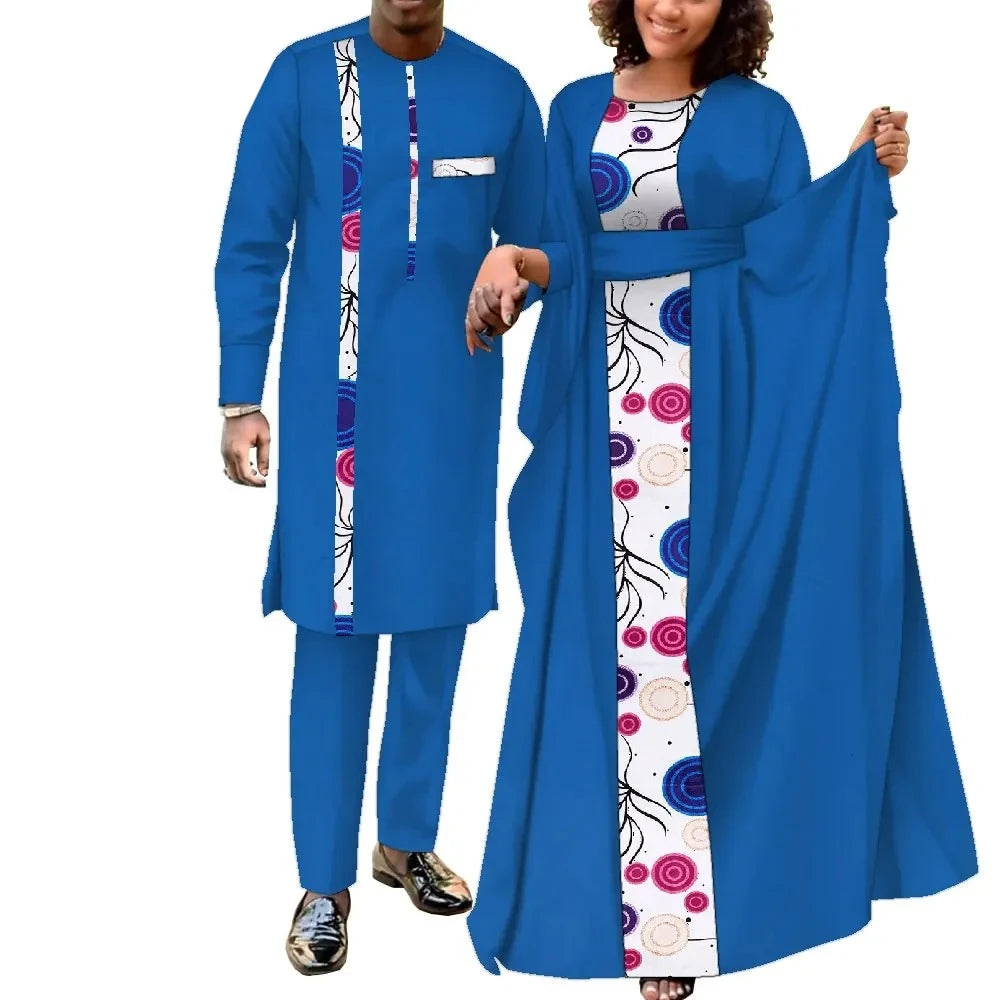 Tenues de couple africaines pour femmes et hommes, ensembles assortis, robes africaines, vêtements de mariage Dashiki, Wyq949