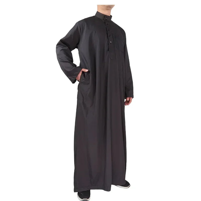 Vêtements islamiques hommes solide à manches longues en vrac musulman mâle arabie saoudite Pakistan Kurta Costumes musulmans robe musulmane caftan Thobe