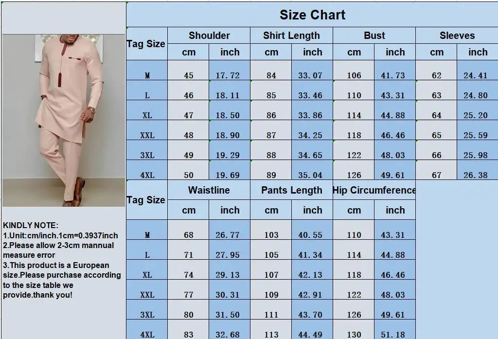 Vêtements Africains pour Hommes, Automne Hommes Africains Manches sulfO-cou Solide document Deux Pièces Ensembles Haut et Pantalon Long Africain M-4XL Trempé