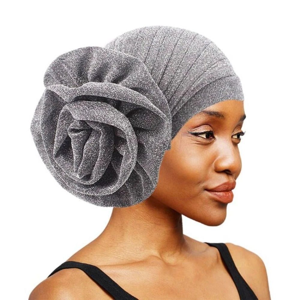Casquettes de Turban africaines en soie brute, couvre-chef respirant, Geles de mariage nigérian, léger, grande fleur de Rose, couvre-chef de fête