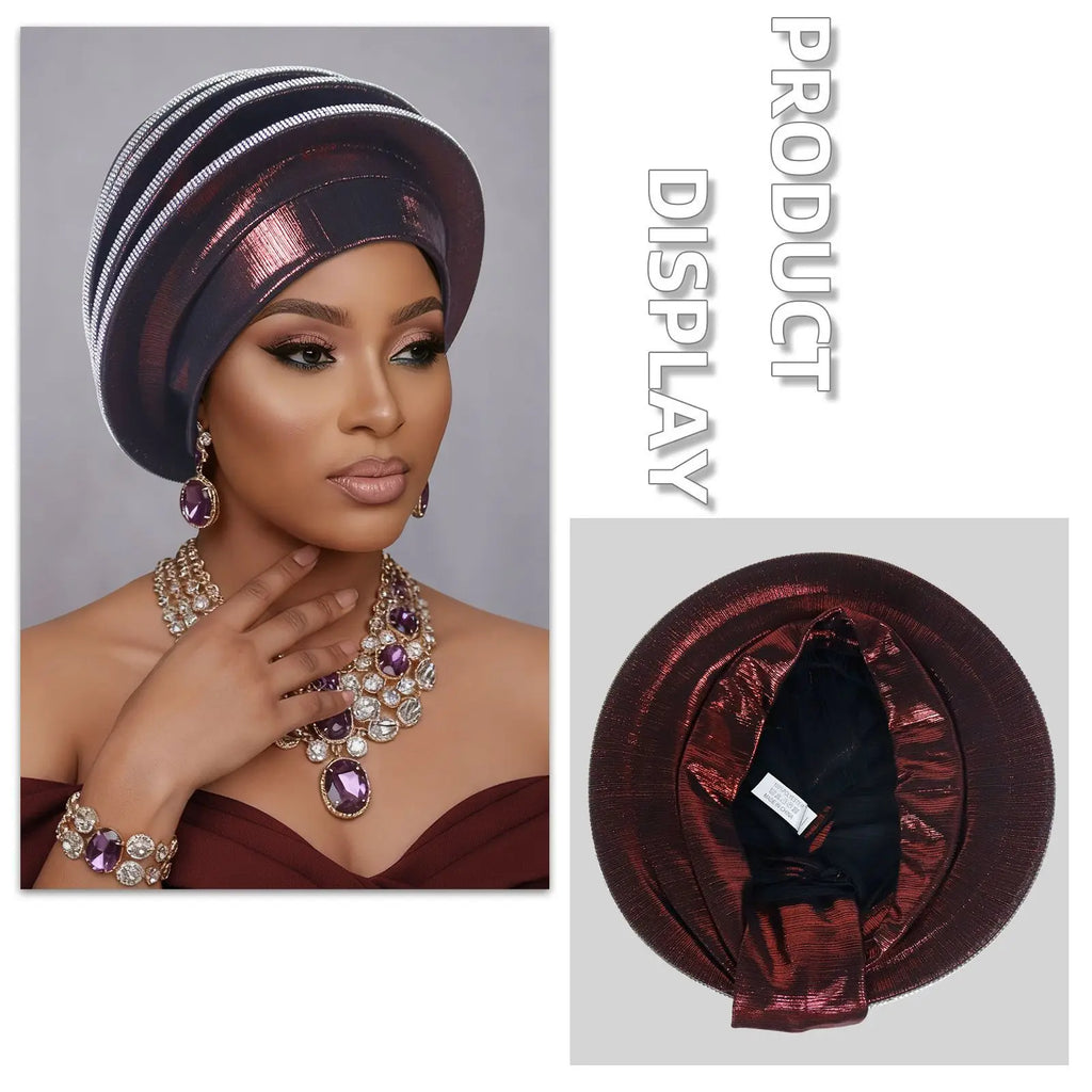 Turban africain Auto Gele pour femmes, hijab musulman, bonnet plissé, chapeau indien, foulard nigérian, chapeau de mariage, geles