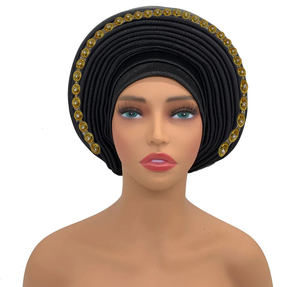 Turban Africain pour Femme, Casquette de Sauna Nigériane, Accessoire de ixde Mariage, Enveloppes de Tête Déjà Faites à la Main