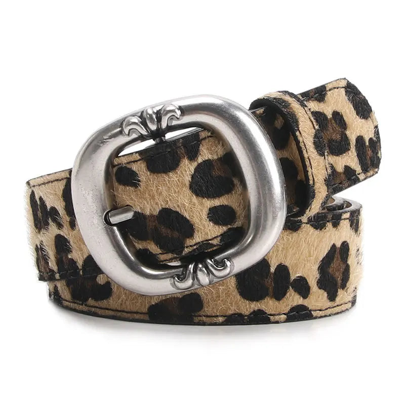 Ceinture imprimée léopard pour femmes, mode décontractée, polyvalente, accessoires pour jeans, ceinture gothique rétro en cuir Pu, boucle ardillon