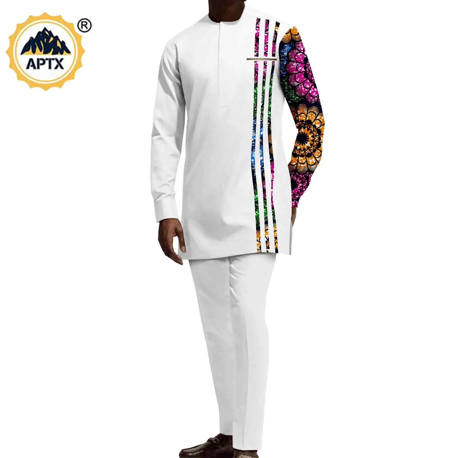 Tenues de couple assorties pour hommes, ensembles chemises et pantalons, robes africaines Dashiki pour femmes, haut et jupes fendues pour mariage, Y23C006
