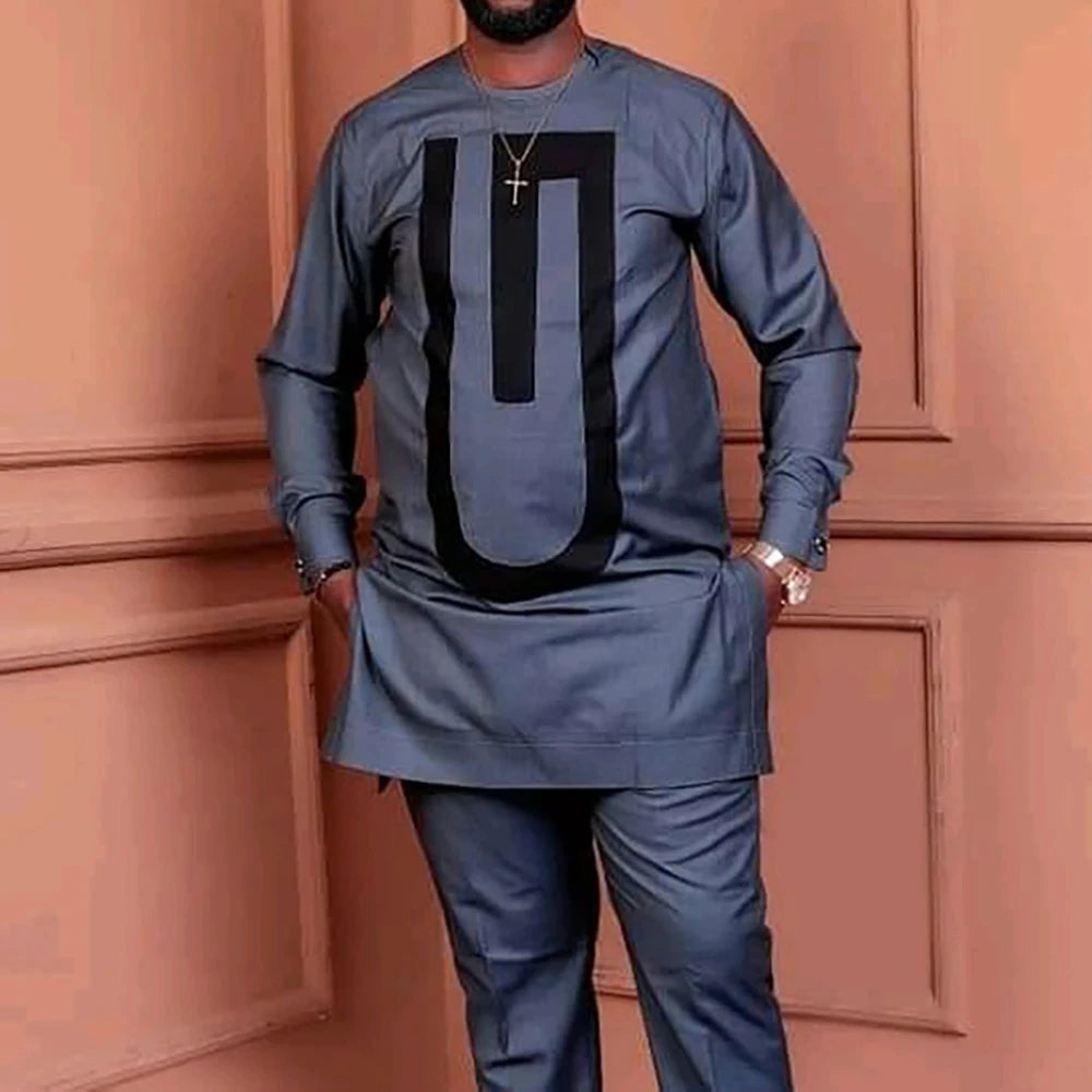 2025 hommes africains Dashiki à manches longues 2 pièces ensemble tenue traditionnelle afrique vêtements blanc hommes costume homme chemise pantalon costumes