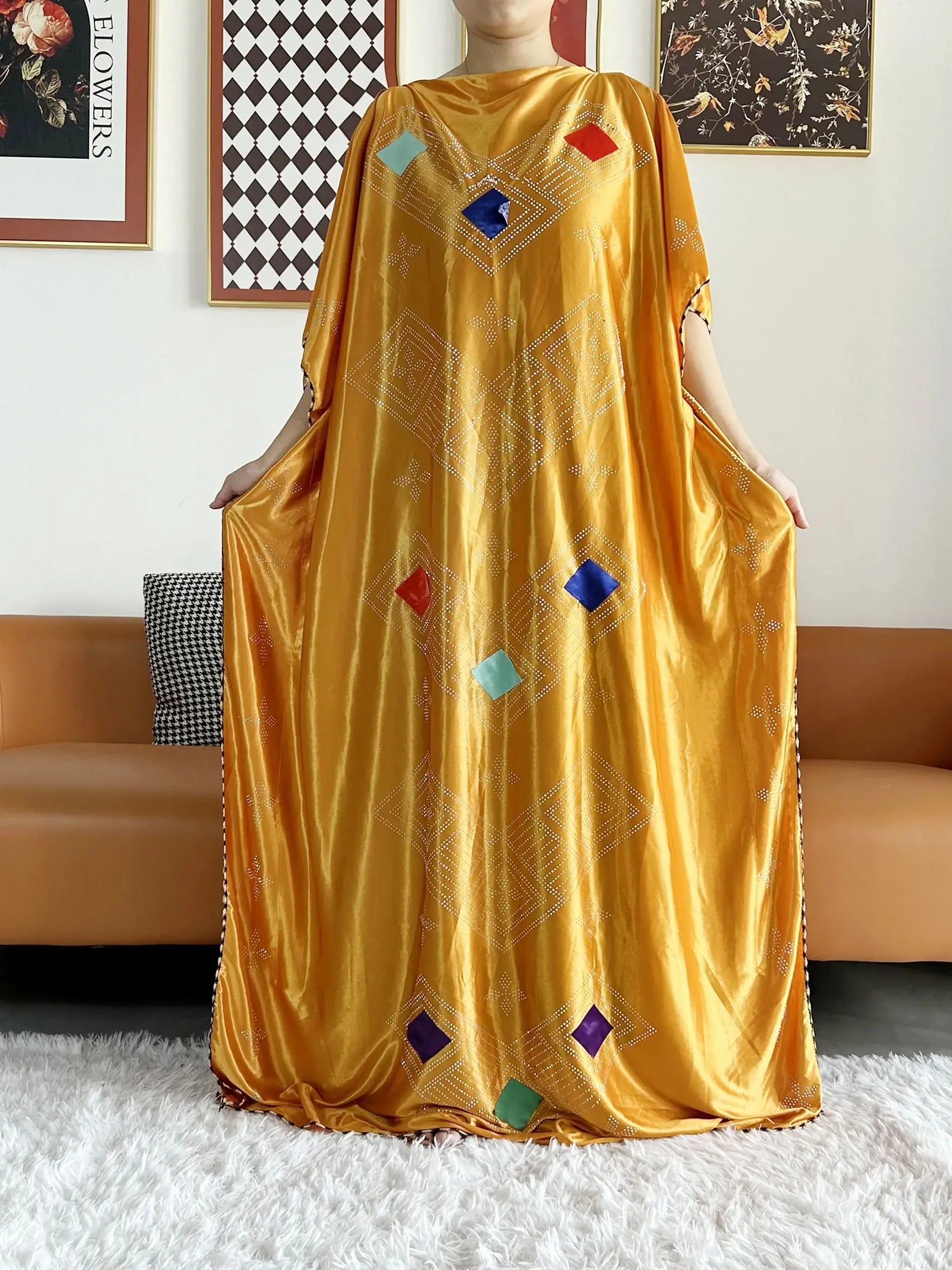 2026 African Summer Kaftan Muslim Women Dress India Caftan Traditional Wear Printed Fabric Africa Femme Maxi Casual Outfit