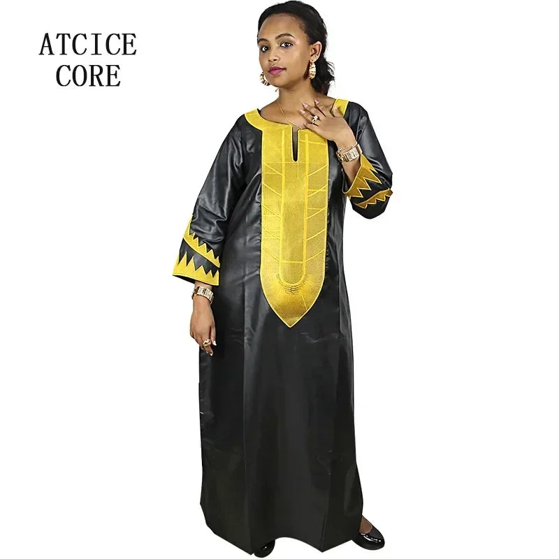 African Dresses For Woman Soft Material Embroidery Design Long Dress Without Scarf