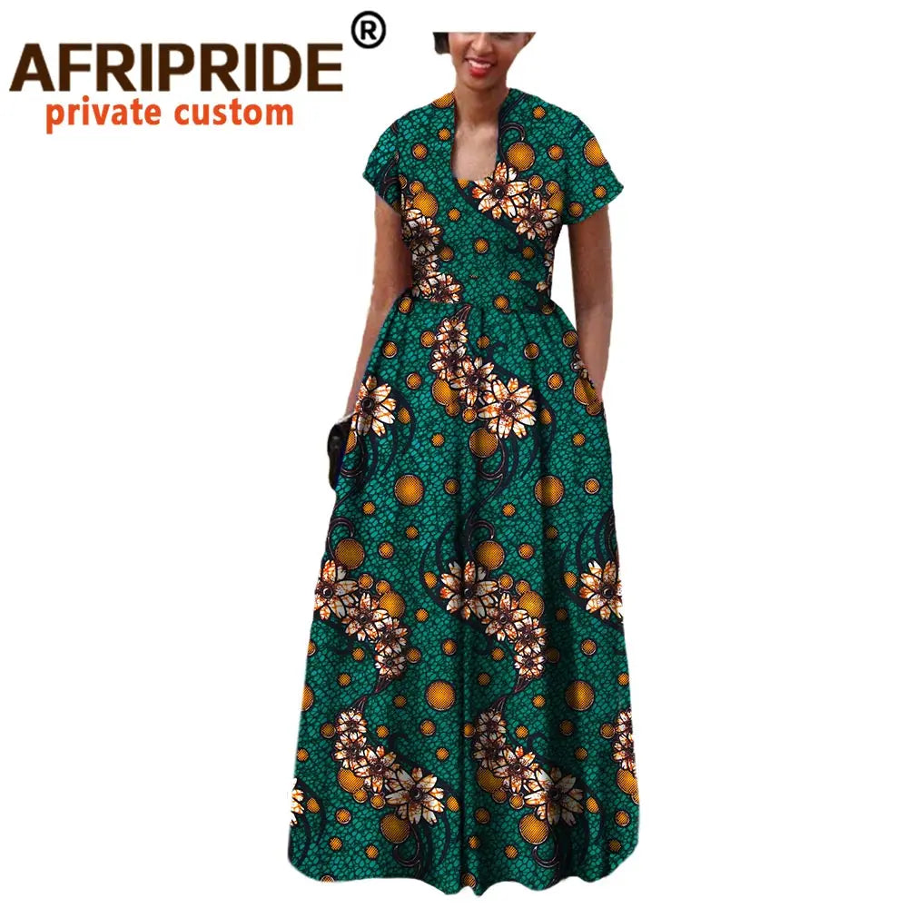 African Dress for Women Autumn Short Sleeve with Sashes Decoration Floor Length Bohemian Style Party Outfits A7225117