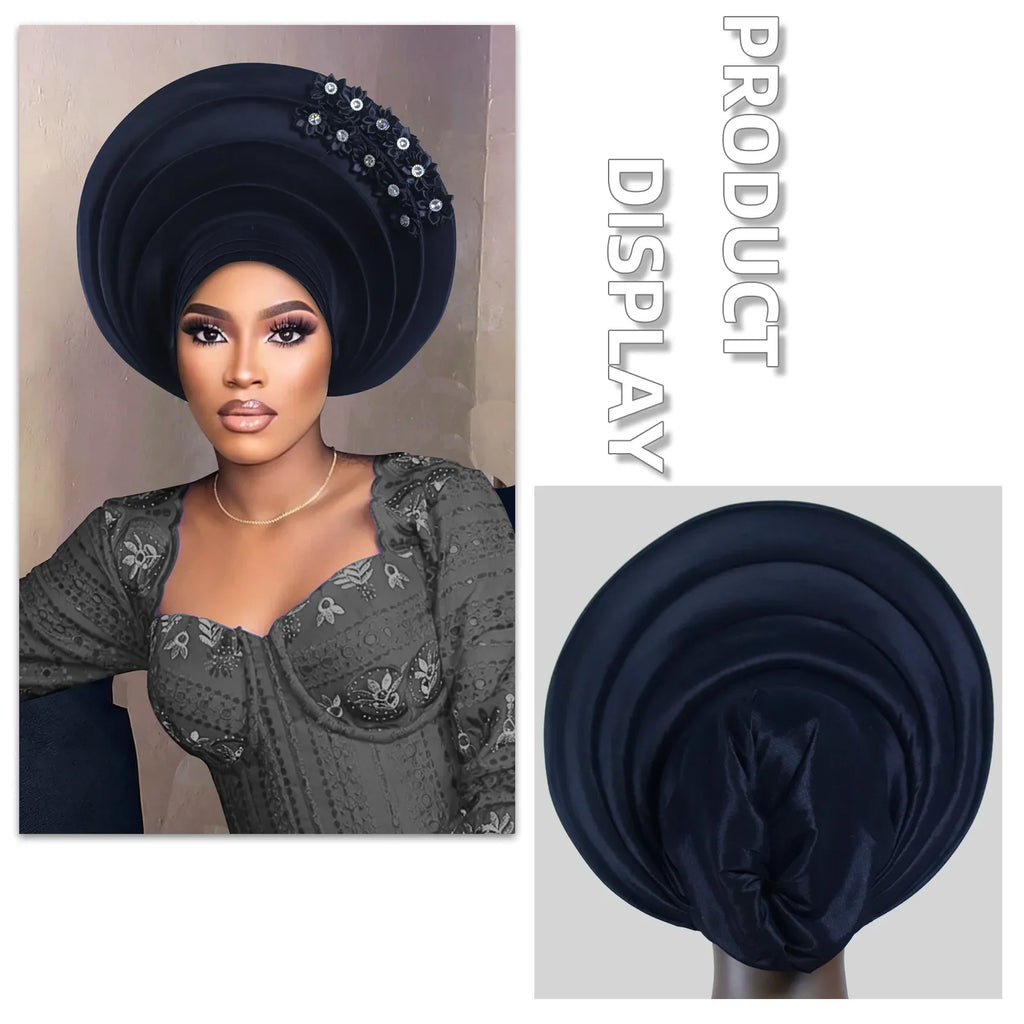 Chapeau foulard pour femmes africaines, Gele nigérian, Gele auto-formable, Turban, Bandeau pour la tête, Hijab musulman, Bonnet, pour soirées et événements