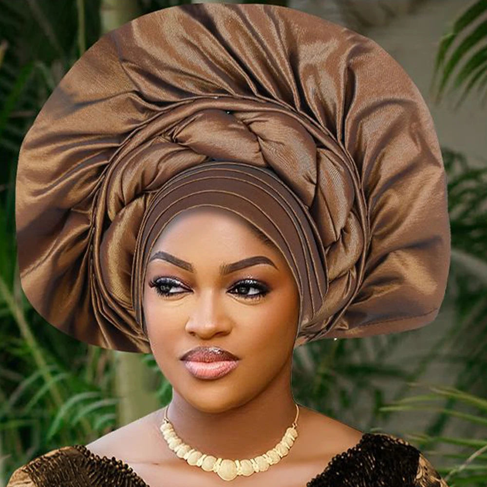 Africain femme Turban casquette femmes Autogele couvre-chef Nigeria Fan Geles fête de mariage bandeau chapeaux Bonnet Hijab chapeau foulard