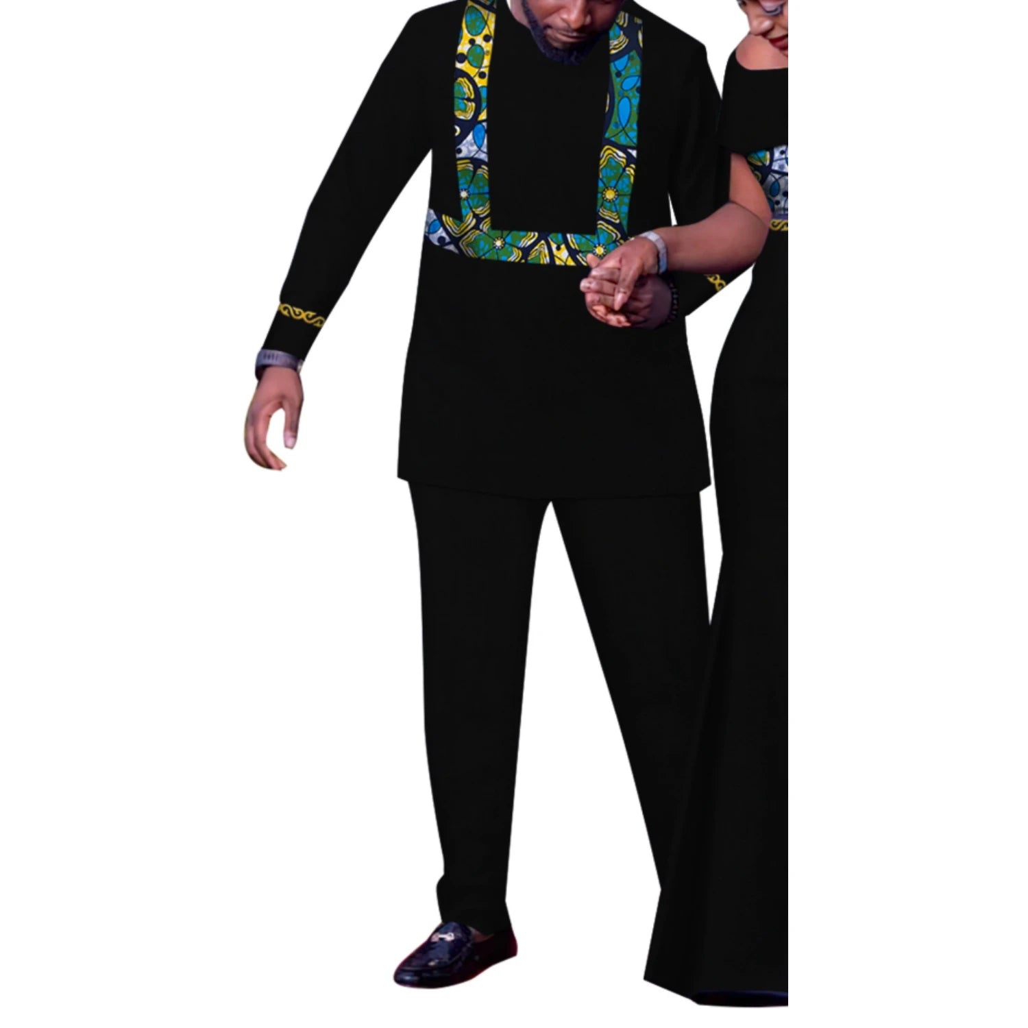 Tenues de Couple africain, ensembles assortis Dashiki, costume et robes pour hommes africains pour femmes, vêtements de fête pour Couple WYQ905