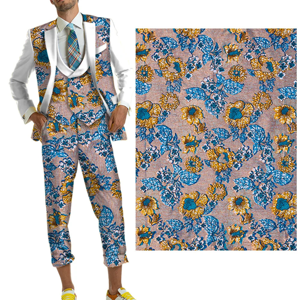 Tissu africain imprimé wax – Ankara 100 % coton avec paillettes dorées, 6 yards/rouleau, pour robes, foulards et vêtements de mode