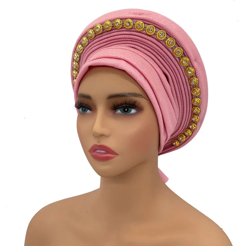 Turban Africain pour Femme, Casquette de Sauna Nigériane, Accessoire de ixde Mariage, Enveloppes de Tête Déjà Faites à la Main