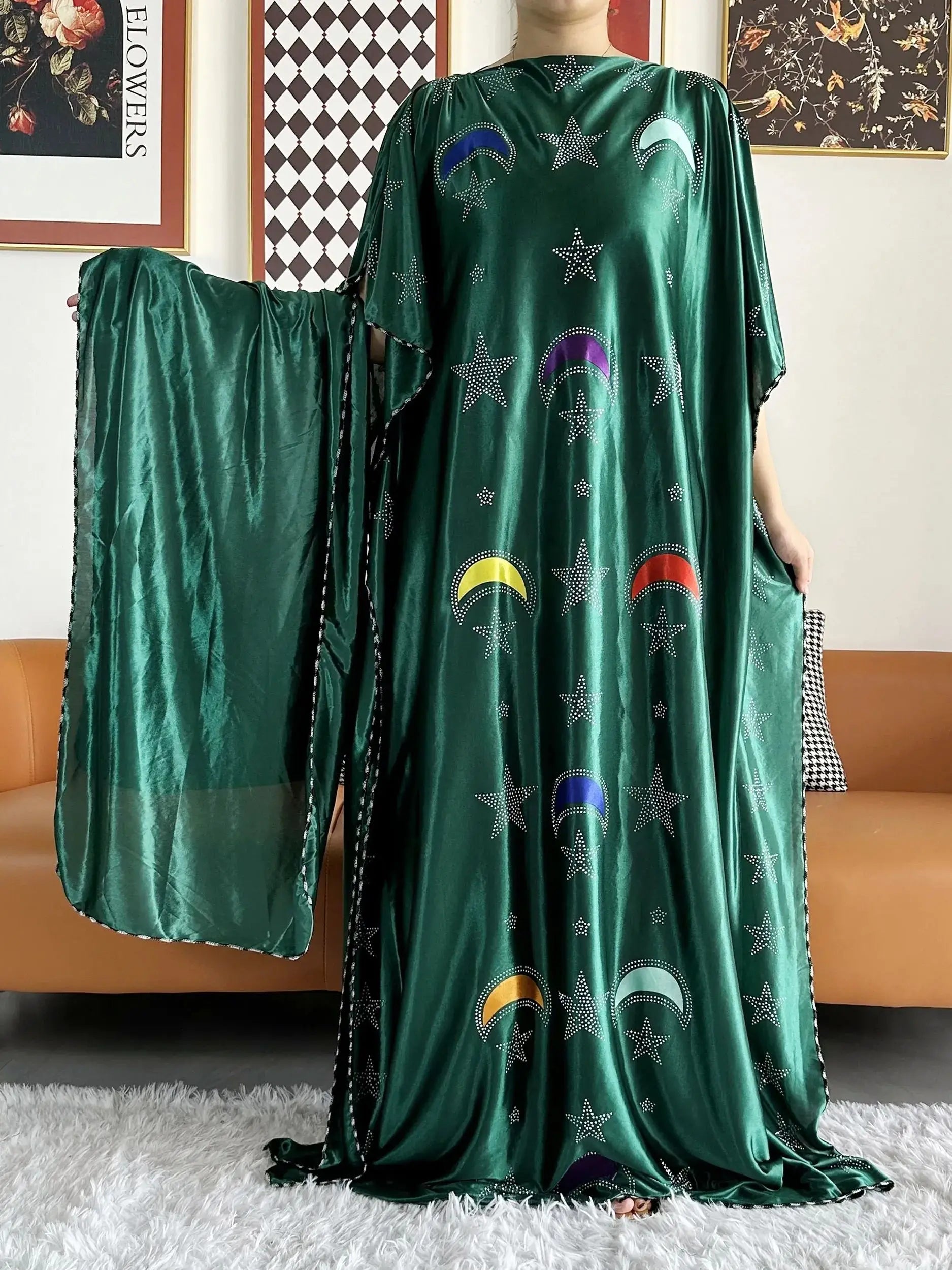 2026 African Summer Kaftan Muslim Women Dress India Caftan Traditional Wear Printed Fabric Africa Femme Maxi Casual Outfit
