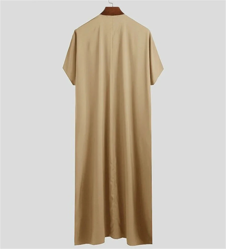 Abaya-Robe musulmane à manches courtes pour hommes, Kaftan arabe islamique, Vêtements vintage, Robe rétro, Moyen-Orient, Moyen-Orient, Été