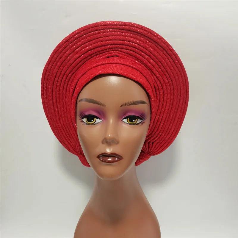 Cravate de sauna africaine de haute qualité Turban NigWin cravate de sauna prête à l'emploi Auto Gele Turban enveloppe de sauna pour XM205-1 de fête de mariage