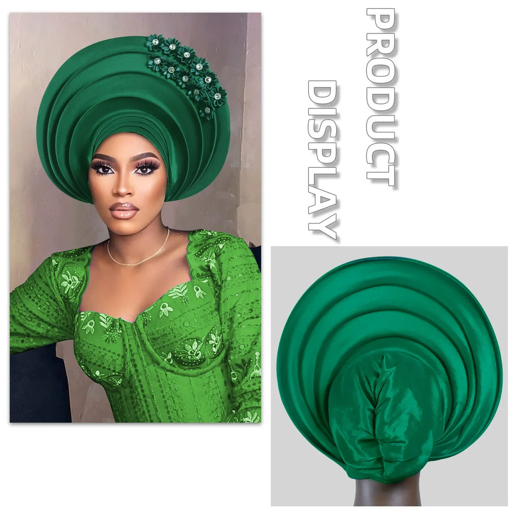 Chapeau foulard pour femmes africaines, Gele nigérian, Gele auto-formable, Turban, Bandeau pour la tête, Hijab musulman, Bonnet, pour soirées et événements