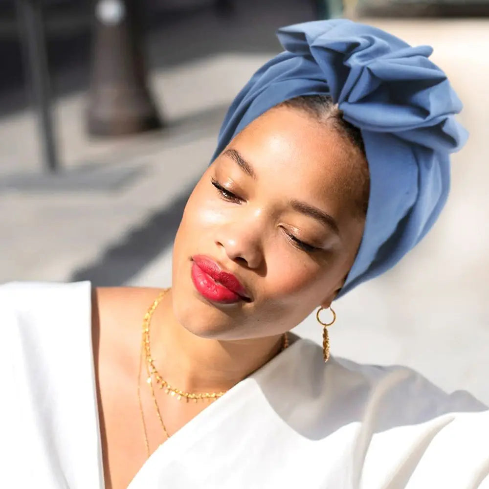 Bandeaux africains élégant rétro Turban pour femmes musulman foulard casquette couleur unie dames bonnets casquettes casque musulman