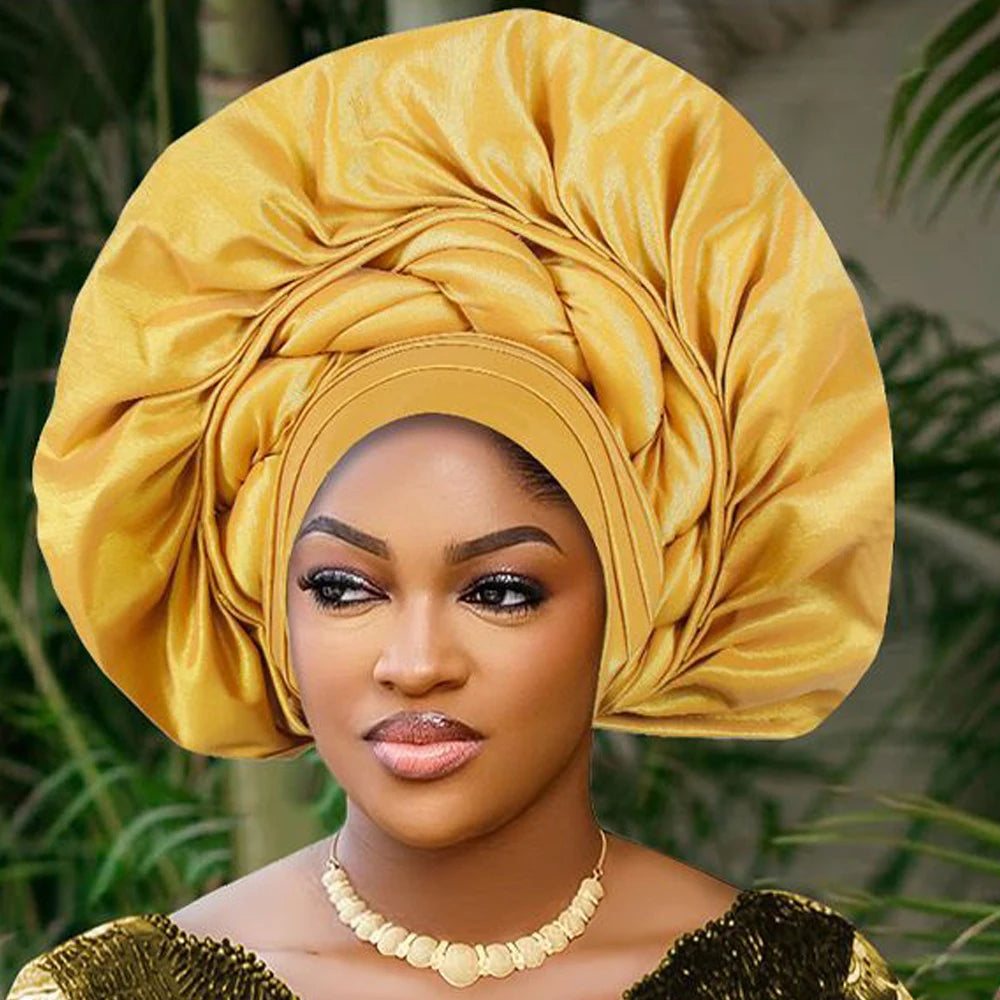 Africain femme Turban casquette femmes Autogele couvre-chef Nigeria Fan Geles fête de mariage bandeau chapeaux Bonnet Hijab chapeau foulard