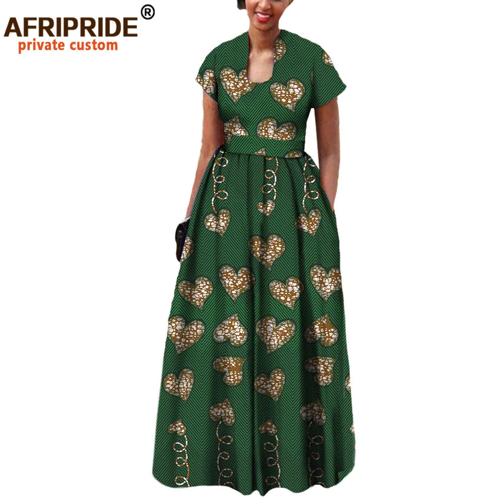 African Dress for Women Autumn Short Sleeve with Sashes Decoration Floor Length Bohemian Style Party Outfits A7225117