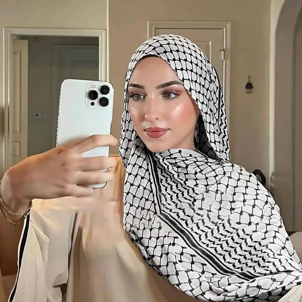 Traditionnel Arafat Kuffiyeh palestinien noir et blanc arabe Kafiya Shemagh Keffiyeh moyen-orient écharpe enveloppement Jacquard bandeau