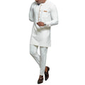 Vêtements pour hommes africains costume deux pièces pantalon ensemble col rond couture couleur unie manches longues Festival Style ethnique social